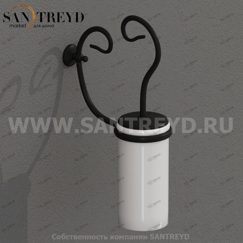 PA042; PA055; PA123 Держатель для ершика с керамической колбой (комплект) 43 см цвет Черный Globo Paestum Италия Ceramica Globo