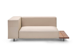 Тканевый секционный садовый диван с журнальным столиком