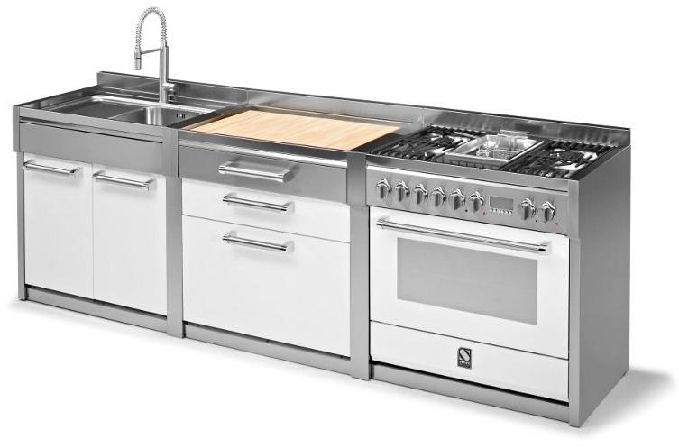 Steel Кухонный шкаф из нержавеющей стали с двойной раковиной Genesi sun-id-1392720 - Вид №1