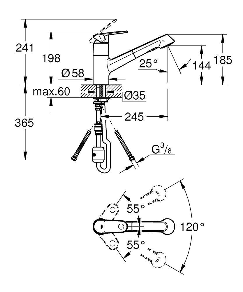 32942002 Смеситель для кухни Grohe Europlus хром - Вид №1