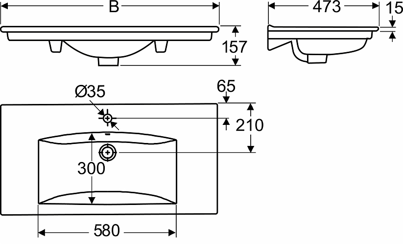 16422 Накладная раковина на столешницу  прямоугольная IDO Elegant - Вид №1