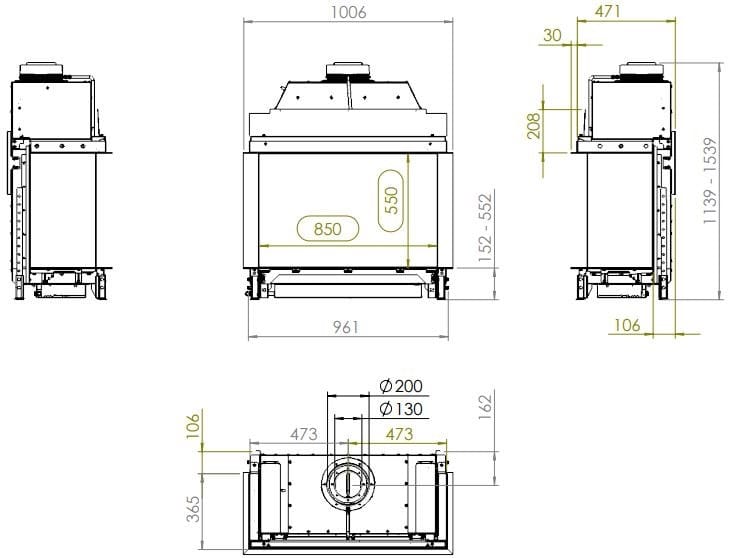 Газовый тройной закрытый камин KALFIRE GP85/55S ARCH-00042774 - Вид №3