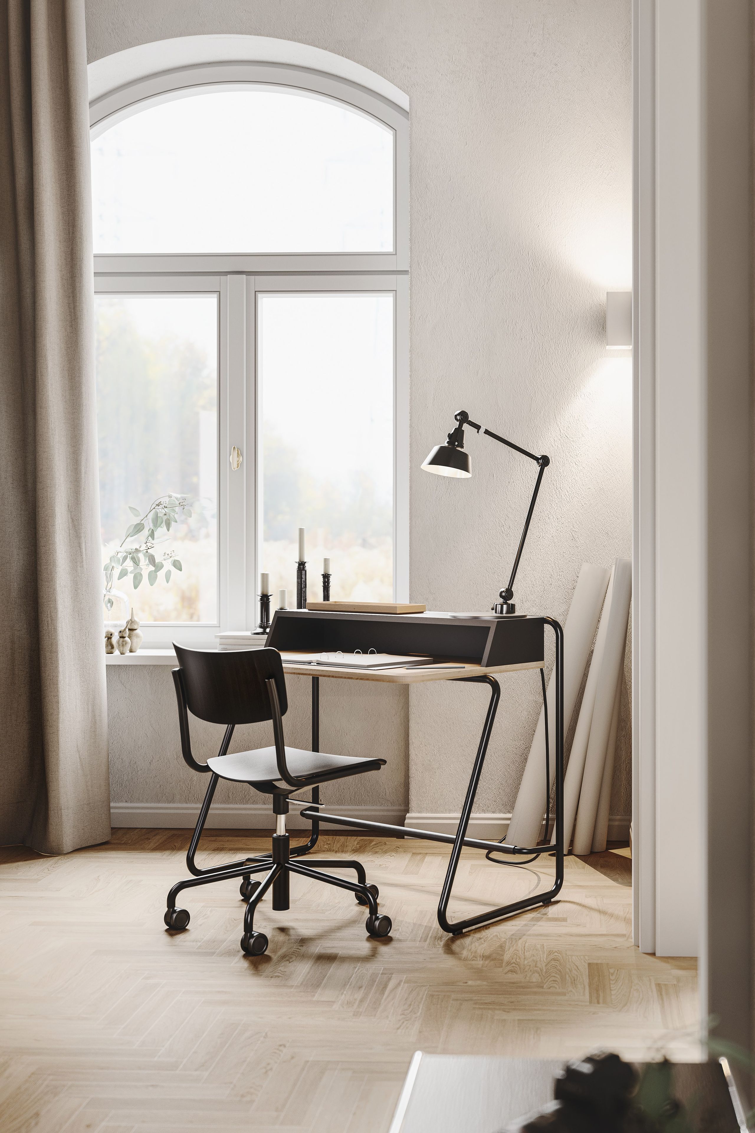Мягкое вращающееся кресло с колесами THONET S 43 ARCH-00075254 - Вид №2