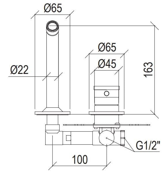 Настенный смеситель для раковины из нержавеющей стали с 2 отверстиями Tubico Волга ARCH-00102369 - Вид №1