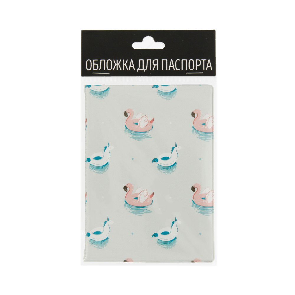 15125 Обложка для паспорта mix Flamingo Unicorn Santreyd 