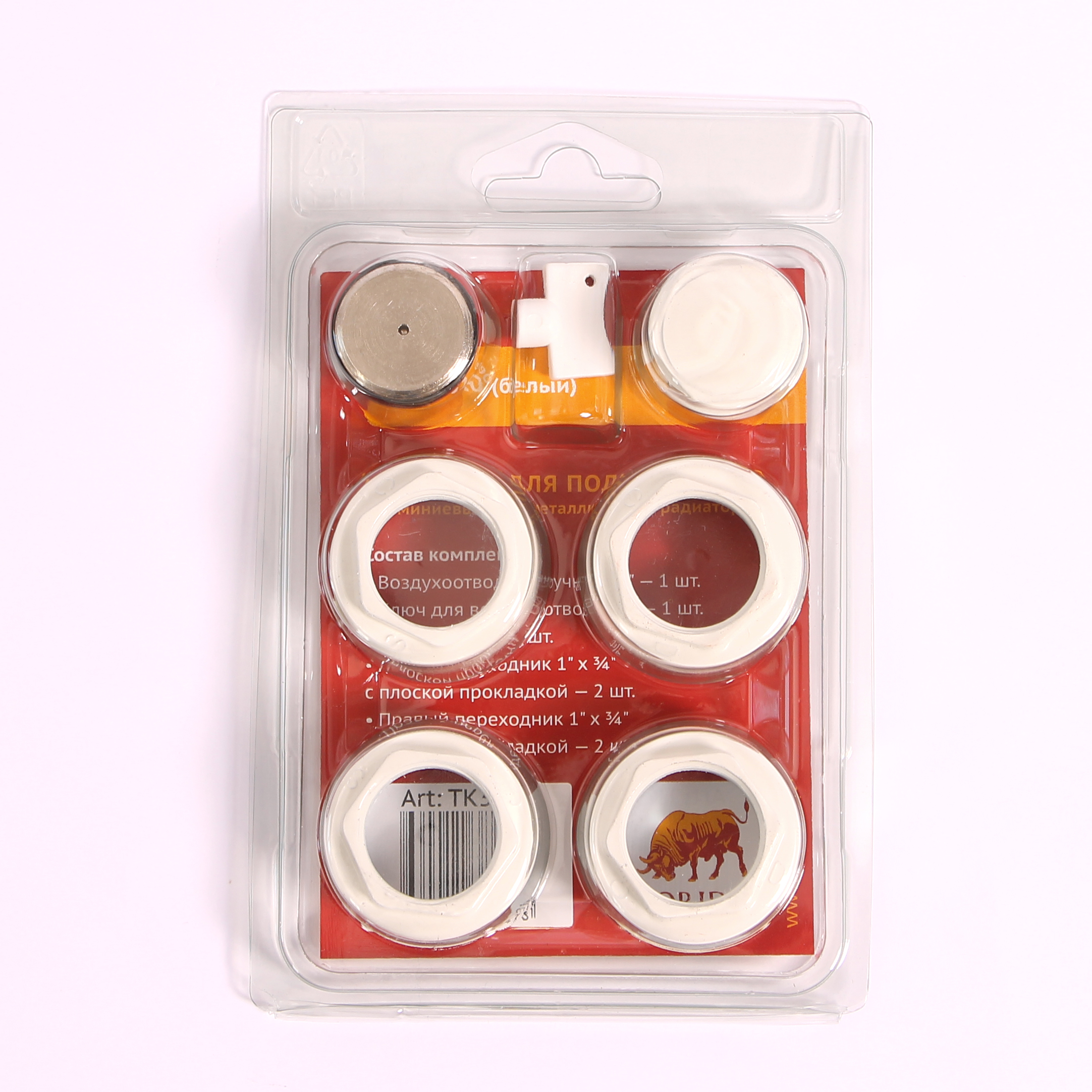 Комплект для подключения радиатора с плоской прокладкой TORIDO 1"х3/4" RAL9010 TK34P1 - Вид №1