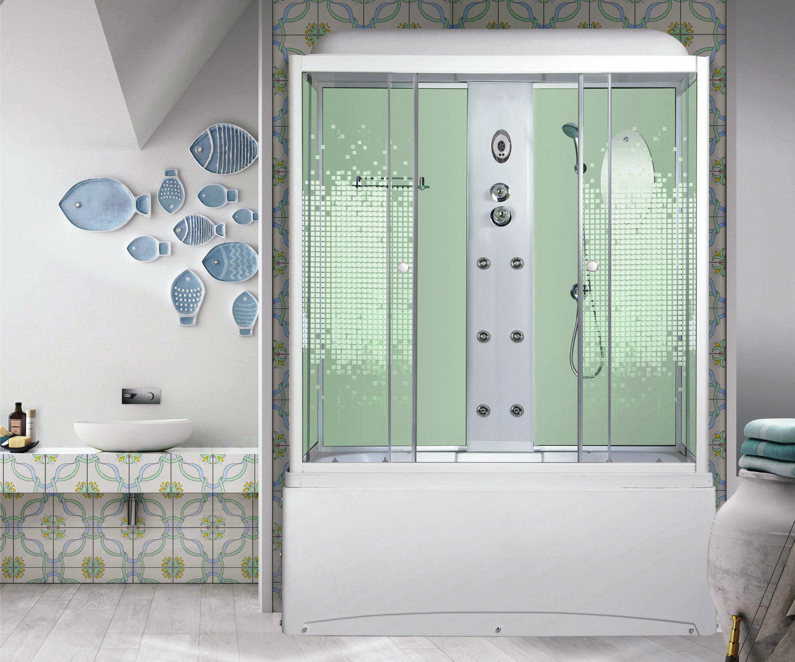 Душевая кабина NG-3150-01 (1500х700х2200) высокий поддон(56см) стекло МОЗАИКА Niagara Ultra 31500154