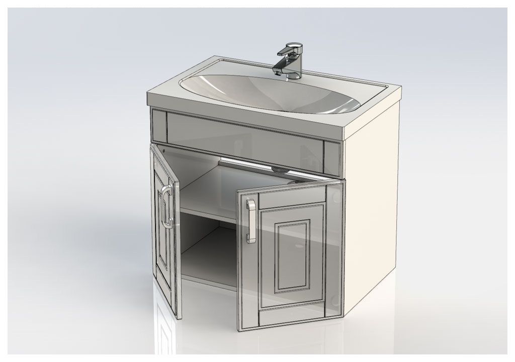 Тумба с раковиной Aquanet Рондо 70 белый (2 дверцы) 0018915300185343 - Вид №4