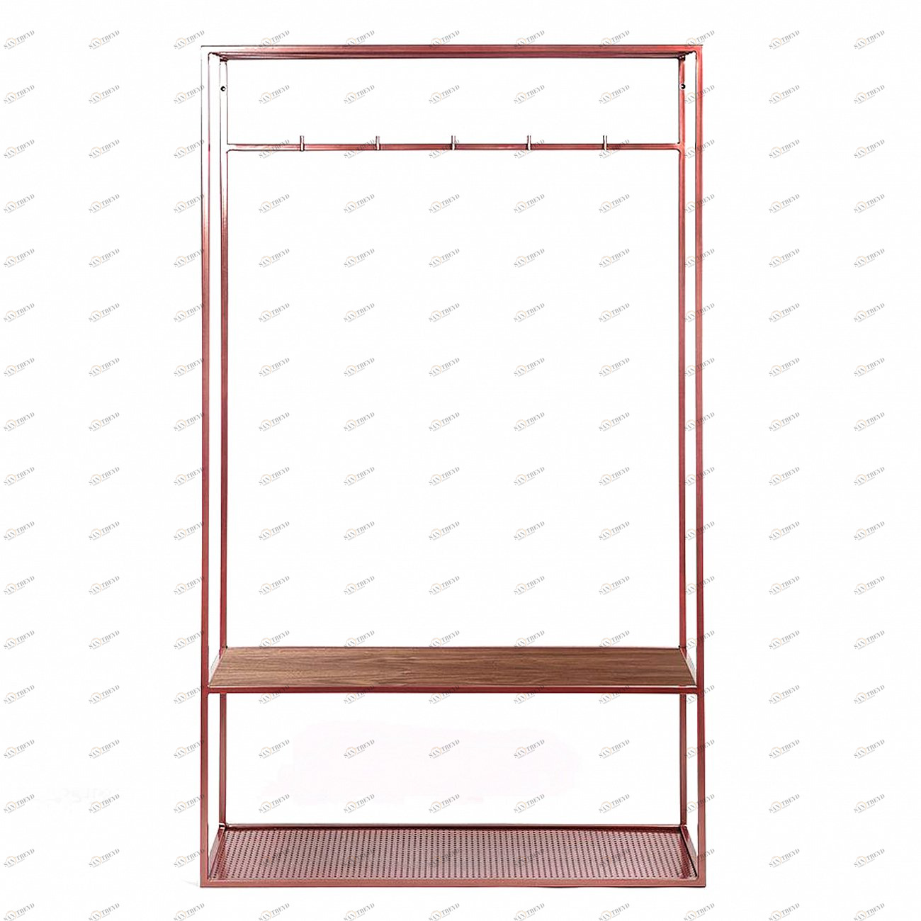 Вешалка в прихожую с полкой медь, американский орех Hallra copper INTELLIGENT DESIGN ВЕШАЛКИ HALLRA 261038 Коричневый;медный 