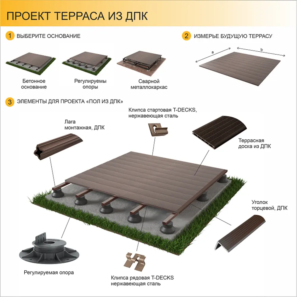 Опора для террасной доски T-Decks Professional 54-75 мм цвет черный STLM-2100965 - Вид №4