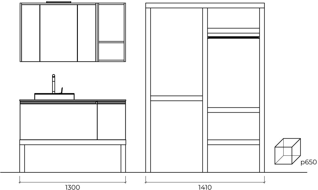 Cerasa Модульный шкаф для стирки с раковиной Regola sun-id-1433902 - Вид №3