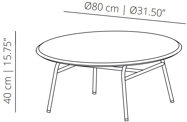 Viccarbe Круглый журнальный столик из металла Aleta Almebd80 - Вид №3