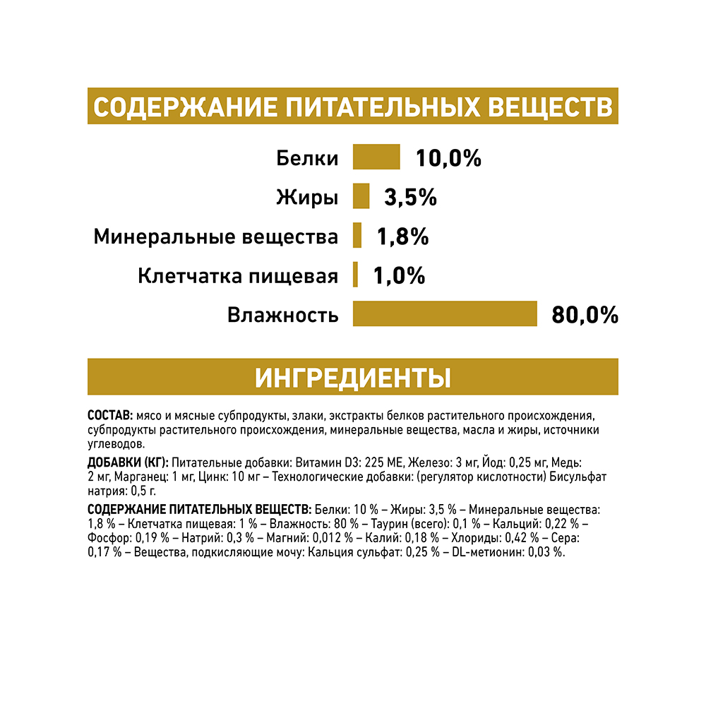 ПР0048731 Корм для кошек Vet Diet Urinary S/O при мочекаменной болезни, цыпленок (соус) пауч 85г ROYAL CANIN  - Вид №6