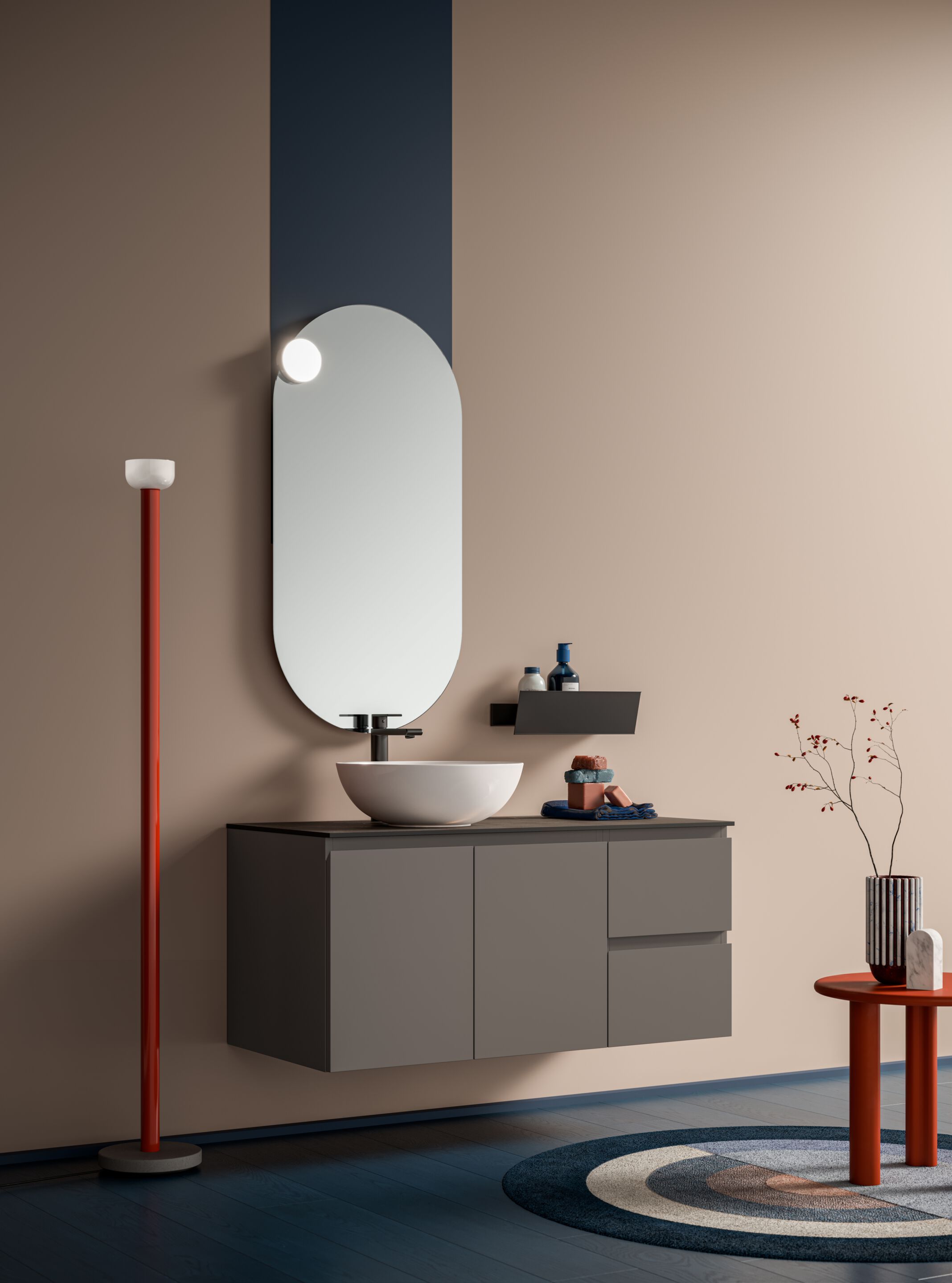 Подвесной шкаф для умывальника со встроенной раковиной Arbi Arredobagno HO.ME PLUS 45° 04 ARCH-00070456 - Вид №1