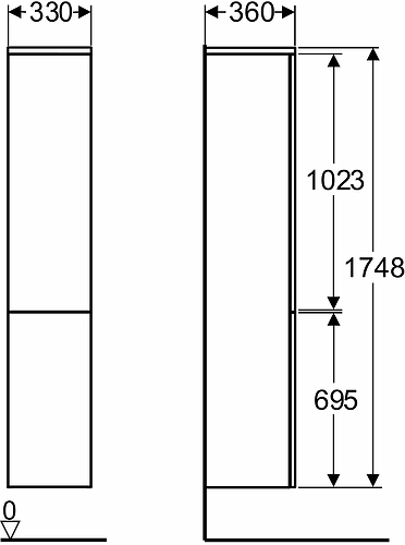 9640221001 IDO Glow шкаф высокий, с двумя дверцами, 330 мм, белый, с ручкой - Вид №5