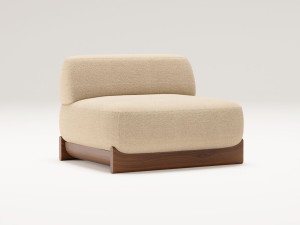 Тканевое кресло с ореховым основанием