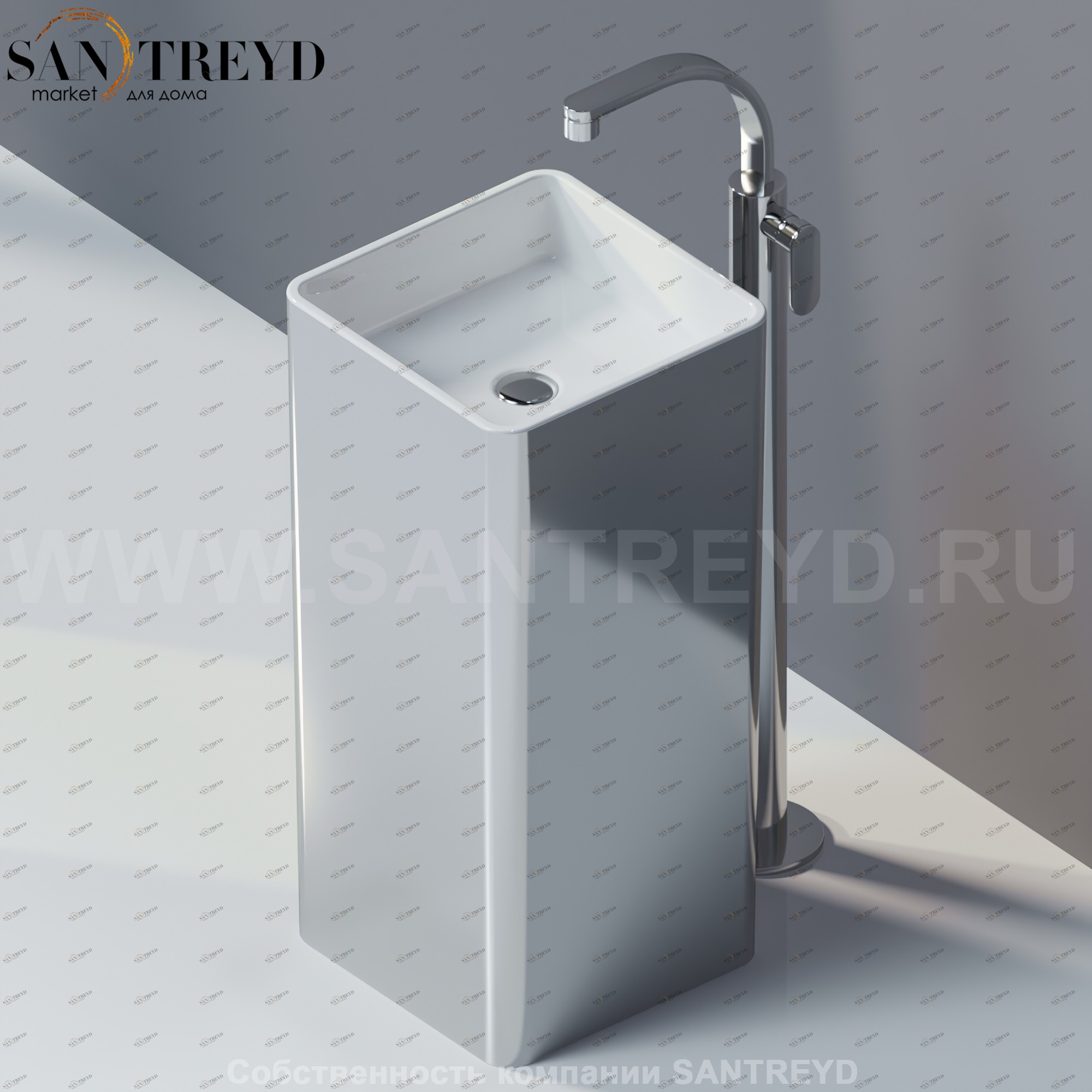 MW40CCHROMO Напольная раковина стоящая квадратная Ceramica Flaminia Mono