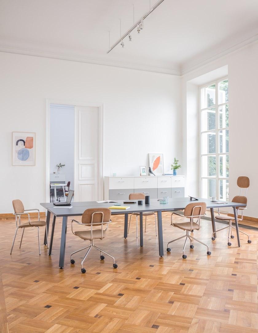 MDD Офисный стул из алькантары на козелке с подлокотниками New school sun-id-1445111 - Вид №3