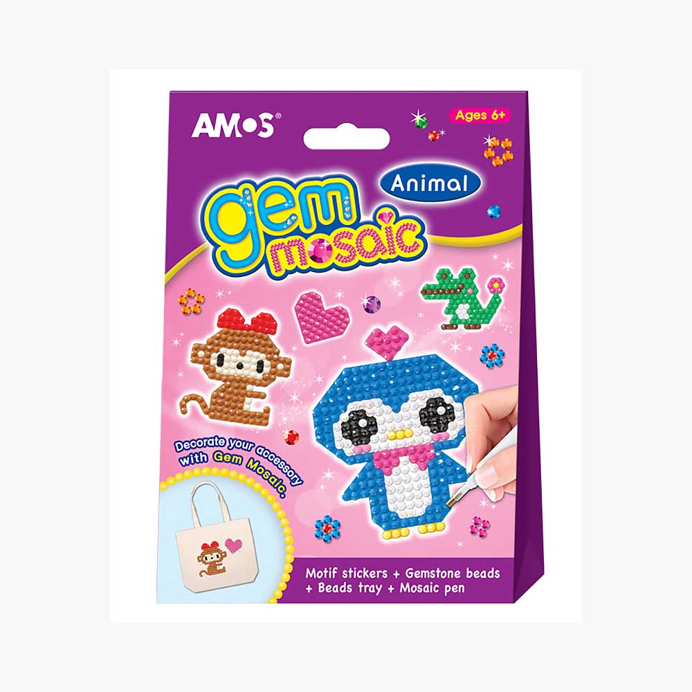 21508 Набор для детского творчества Мозаика Алмазная со стразами "Веселые зверюшки" AMOS 