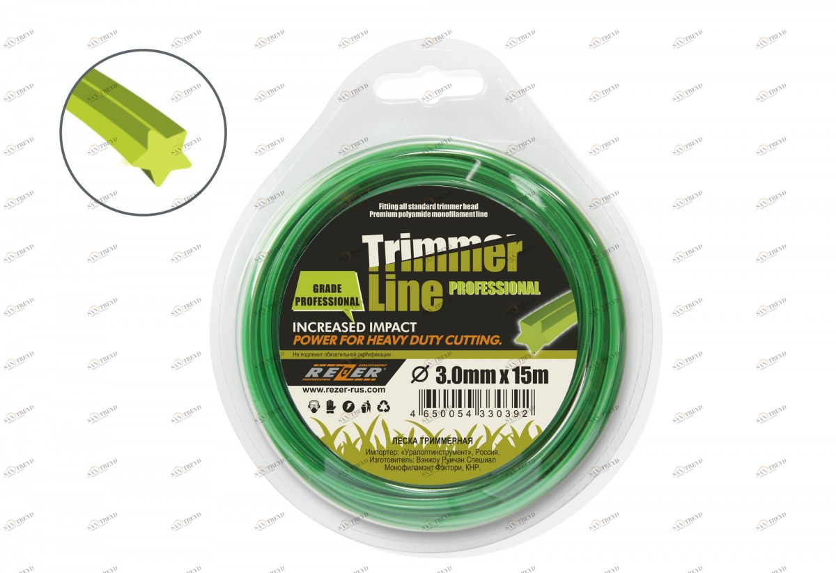 Леска триммерная Professional 3х15мм звезда REZER 4594
