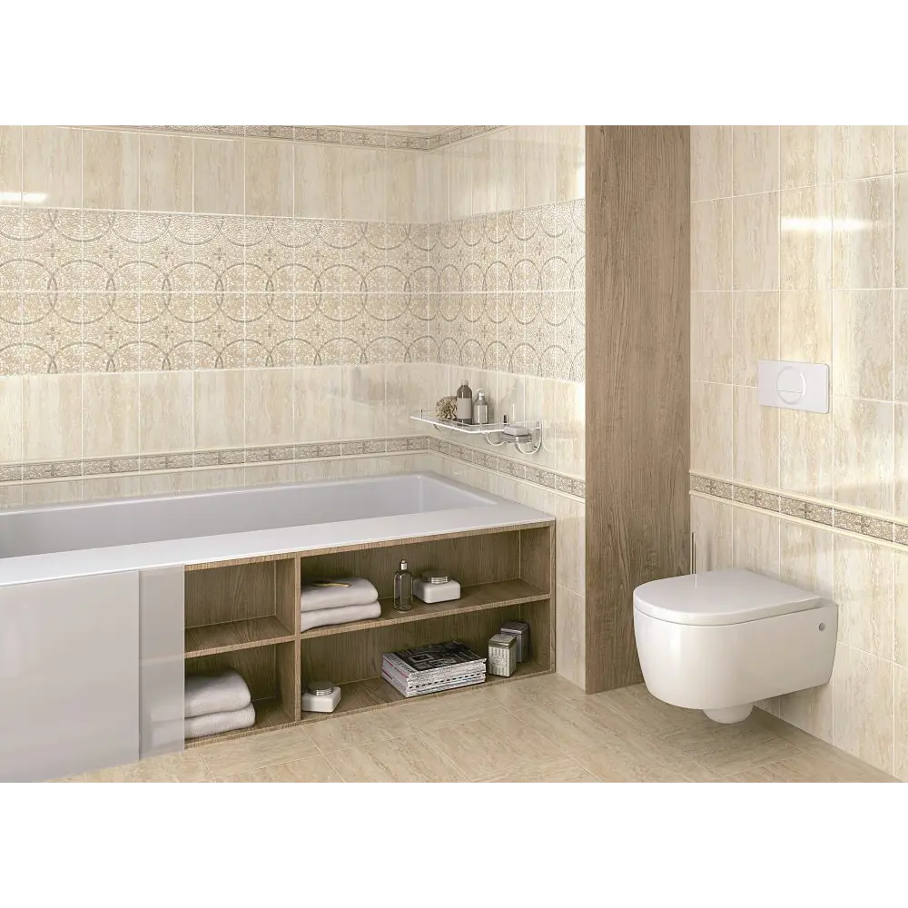 Глазурованный керамогранит Kerama Marazzi Травертин 30x30 см 1.44 м² матовый цвет бежевый 82273558 STLM-2141488 - Вид №4