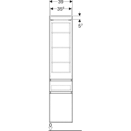 869003000 Высокий шкафчик Geberit Renova Plan с двумя дверями и одним выдвижным ящиком Geberit  - Вид №3