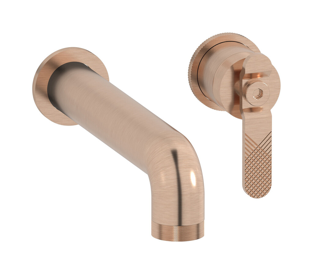 Встроенный в стену смеситель для раковины на 2 отверстия в комплекте с донным клапаном WE ARE IB b2406sr Brushed Rose Gold Bold