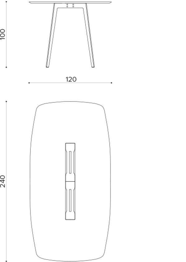 WI 240H laminated White top, steel legs Table 240x120 True Design Wing - Вид №1