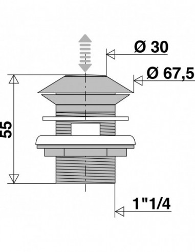 122000 000 00  Сифон Digiclic для умывальника с переливом, с фонарем, h. 55 мм, хром Valentin Хром  - Вид №2