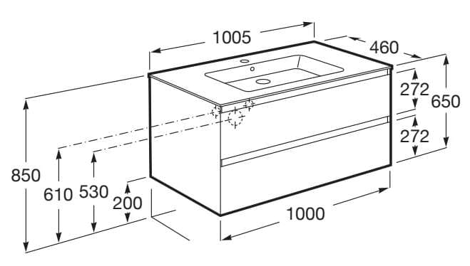 Деревянный шкаф для умывальника с ящиками со встроенной раковиной Roca UNIK 85193 ARCH-00071852 - Вид №13