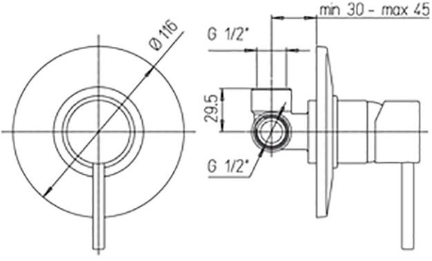 Paini Cox 78CR690 смеситель встраиваемый для душа  - Вид №1