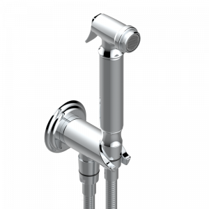 A2E-5840/9 Комплект для гигиенического душа: лейка с клапаном, усиленный шланг 1,25м и вывод для шланга со встроенным защитным остановом Thg-paris Venice Хром