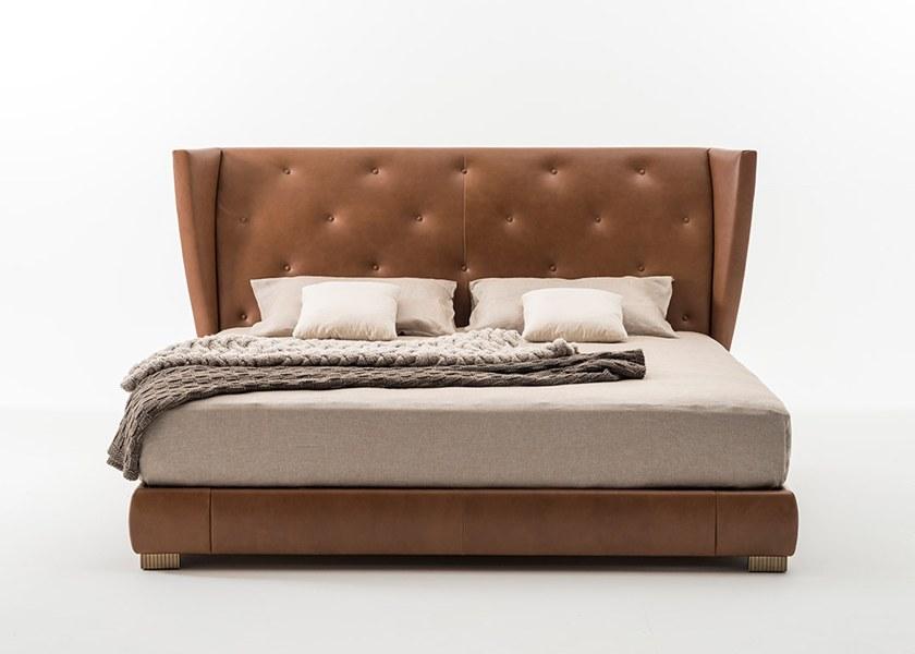 OAK Двуспальная кровать из кожи с обитым изголовьем Milano collection Sc5090 - Вид №1