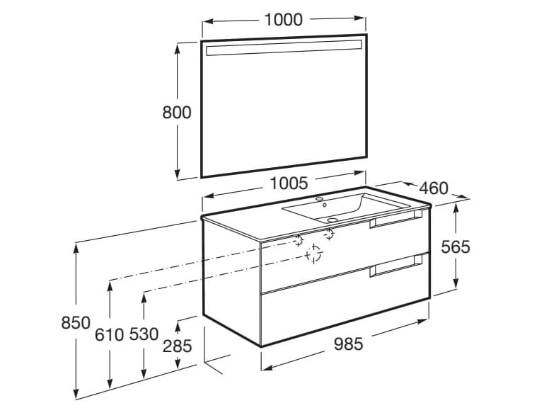 Деревянный подвесной умывальник с зеркалом Roca UNIK A85182 / A85183 / A85184 ARCH-00019858 - Вид №43
