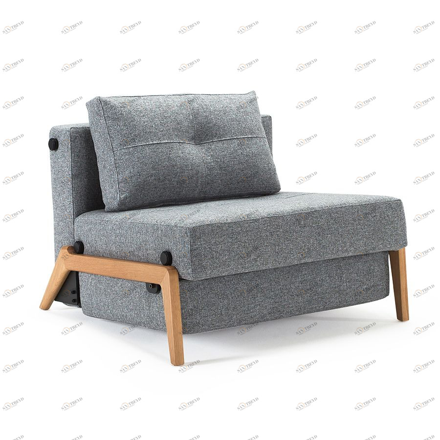 Кресло раскладное Cubed 90 с подушкой и ножками из дуба, гранит Innovation Living CUBEDCHOAK565