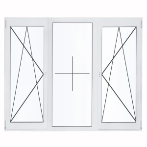 Окно пластиковое ПВХ Deceuninck трехстворчатое 1440x1750 мм (ВxШ) двухкамерный стеклопакет белый/белый