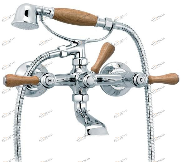 rvb Смеситель для ванны с ручным душем на 2 отверстия 1935 wood 1936.11.67-cc