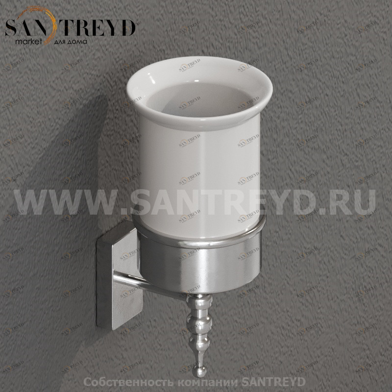 PABC40; PARB40 Настенный держатель с керамическим стаканом (комплект) 8 см Хромированный Globo Paestum Италия Ceramica Globo