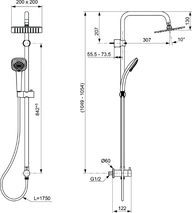 A5834AA Душевая система Ideal Standard IDEALRAIN CUBE  - Вид №4