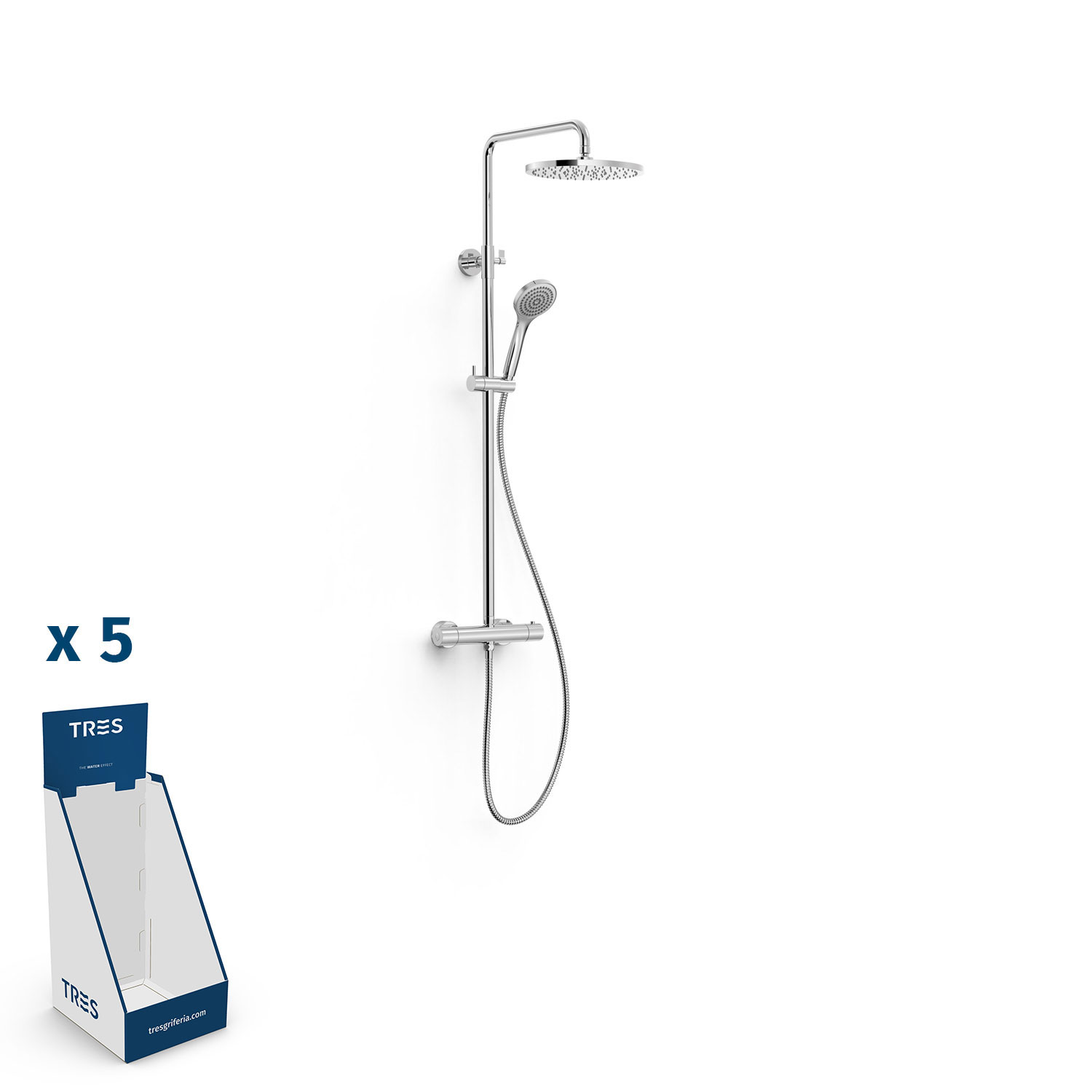 BASE PLUS 2-полосный настенный термостатический смеситель для душа с набором кранов-21639521BX TRES