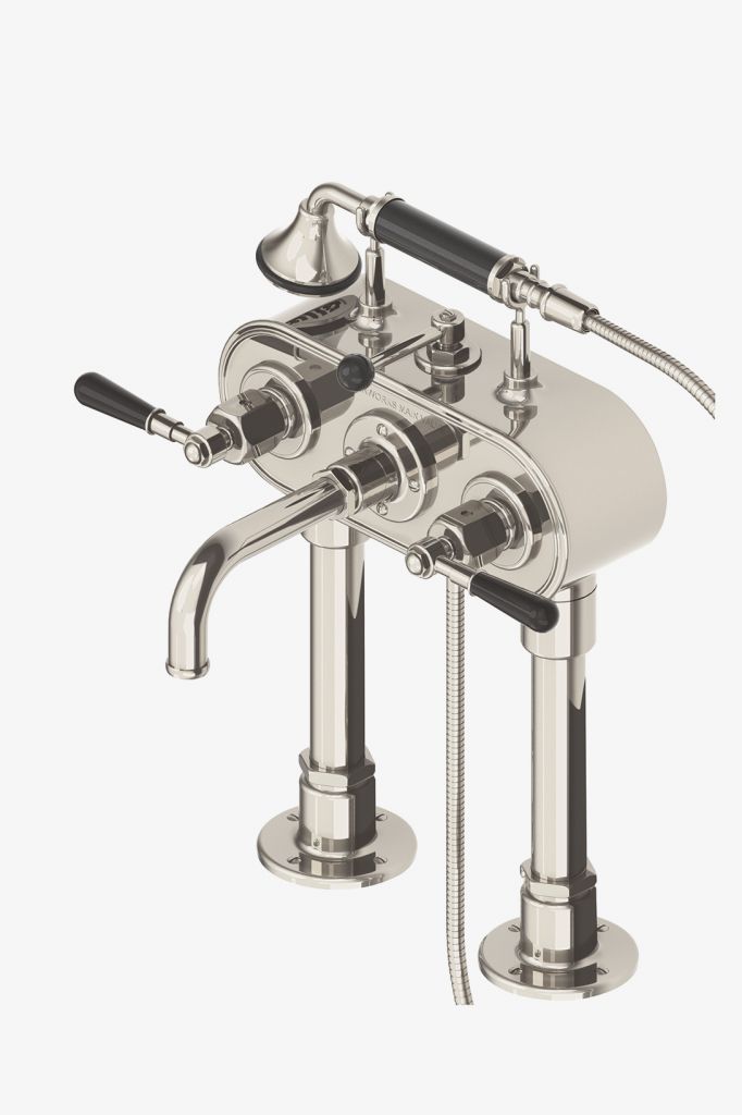 RGXT50 Наполнитель для ванн с открытой палубой на регуляторе с ручным душем и черными ручками Waterworks 