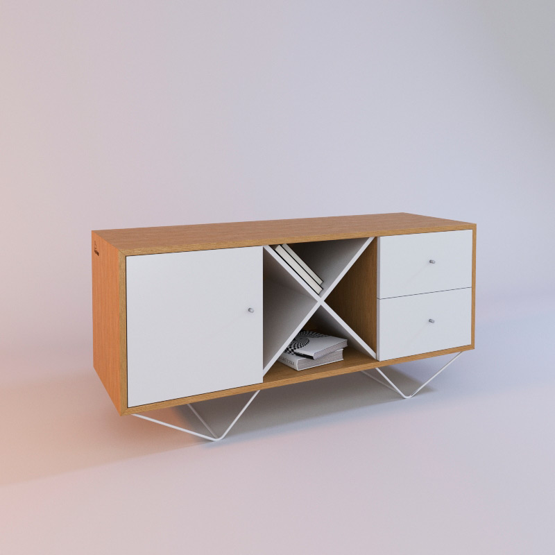 Комод деревянный с двумя ящиками белый Rhein BRAGIN DESIGN ДИЗАЙНЕРСКИЕ, KORSA 00-3862356 Бежевый;белый  - Вид №2