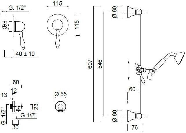 Rubinetteria Giulini Душевой набор с ручным душем Pragamix - pragamix crystal F7515ws - Вид №1