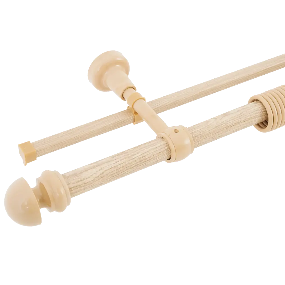 Карниз двухрядный 200 см металл/пластик цвет бежевый РУССКИЕ КАРНИЗЫ STLM-2115603