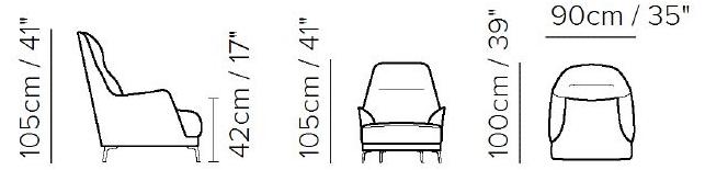 Natuzzi Кресло из ткани с подлокотниками с высокой спинкой sun-id-1392208 - Вид №3