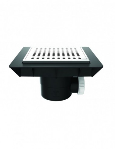 460810 000 00  Напольный трап Quadratto для душевой кабины, регулируемый каркас, облицованный плиткой, декоративная решетка из хромированного металла Valentin Хром  - Вид №1