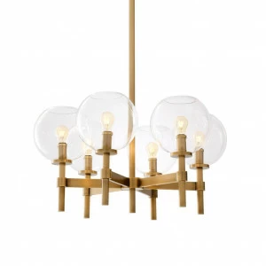 Светильник подвесной на 6 ламп 36х67 см латунь Jade KM1106P-6 brass DELIGHT COLLECTION ДИЗАЙНЕРСКИЕ 00-3883148 Золото;прозрачный