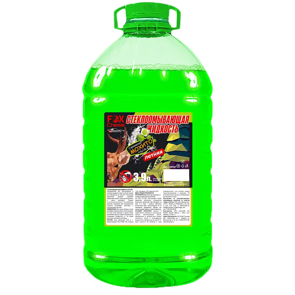 Летняя стеклоомывающая жидкость без метанола Fox Chemie 3.9 л STLM-2027457