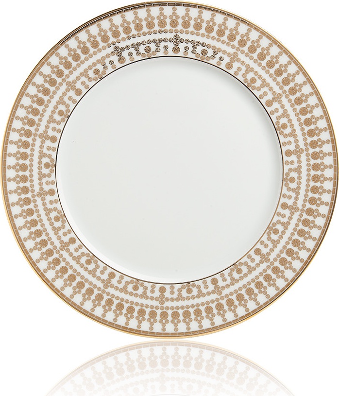 10586071 Haviland Тарелка закусочная 22см "Тиара, широкий кант" (белый, золотой декор) Фарфор 