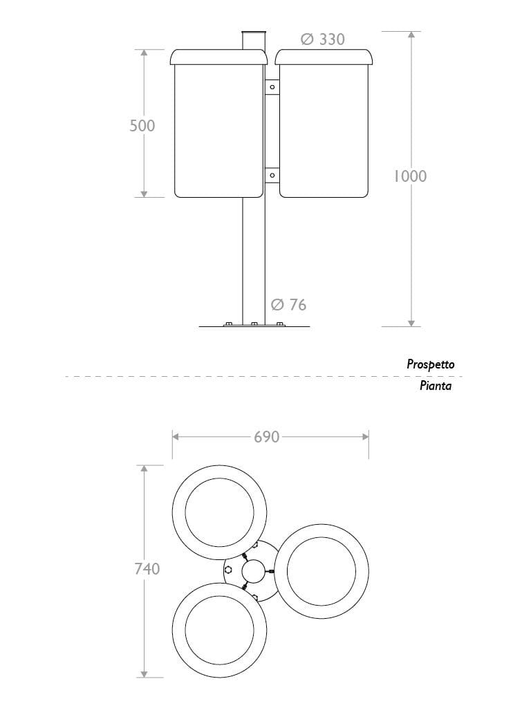 Корзина для мусора для раздельного сбора EUROCOMITALIA классическая мебель ARCH-00074398 - Вид №2